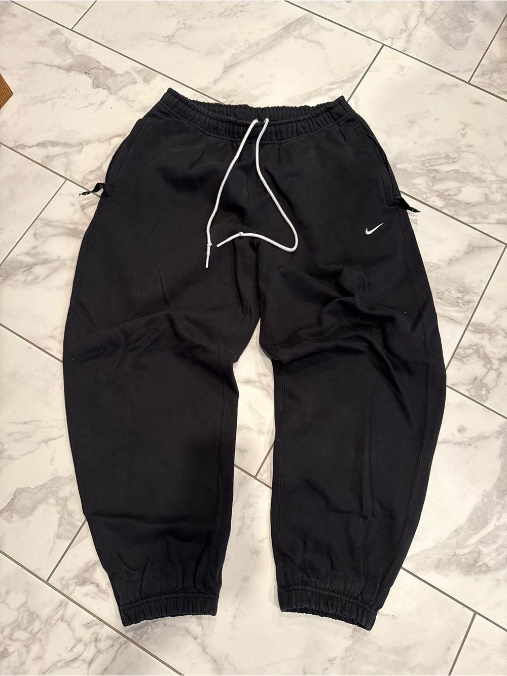 Nike Solo Swoosh Lab Black Baggy Cuffed Oversized Sweatpants Wide Leg Large